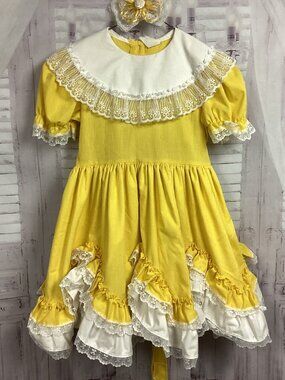 Vintage Lid'I Dolly's Yellow Pageant Full Circle Ruffle Dress 6X